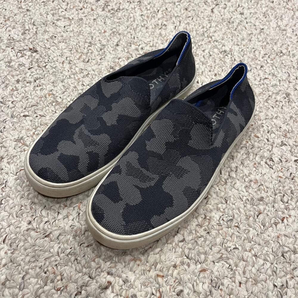 Rothys The Original Slip On Sneaker Women's Sz 10 Camo Gray Black Casual Comfort
